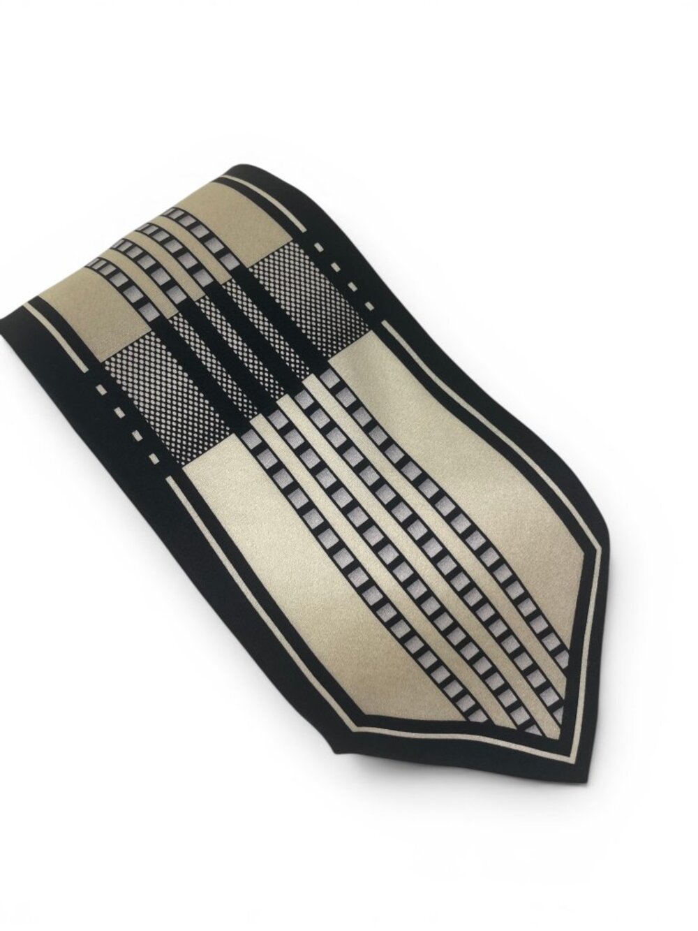 Enrico Guccini Vintage Geometric Grid Silk Tie Unisex Mobster Retro